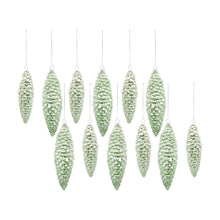 Load image into Gallery viewer, Green Frosted Pinecone Drop Ornament (Set of 12)