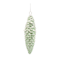 Load image into Gallery viewer, Green Frosted Pinecone Drop Ornament (Set of 12)