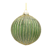 Load image into Gallery viewer, Ribbed Glass Ornament with Gold Accent (Set of 6)