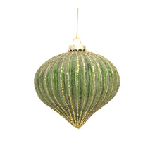 Load image into Gallery viewer, Ribbed Glass Ornament with Gold Accent (Set of 6)