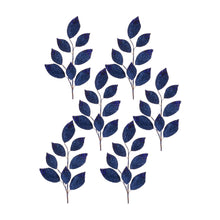 Load image into Gallery viewer, Navy Magnolia Leaf Spray with Bead Accent (Set of 6)