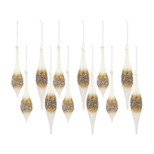 Load image into Gallery viewer, Modern Glass Tear Drop Ornament with Gold Bead Accent (Set of 6)