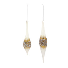 Load image into Gallery viewer, Modern Glass Tear Drop Ornament with Gold Bead Accent (Set of 6)