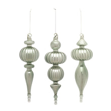 Load image into Gallery viewer, Sage Green Glass Finial Drop Ornament (Set of 6)