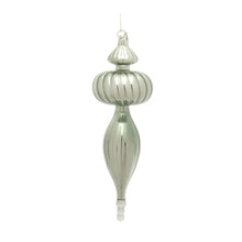 Load image into Gallery viewer, Sage Green Glass Finial Drop Ornament (Set of 6)