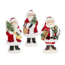 Load image into Gallery viewer, Santa Figurine with Pine Tree and Present Accents (Set of 3)
