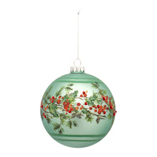 Load image into Gallery viewer, Green Pine Branch Ball Ornament with Bead Berry Accent (Set of 6)