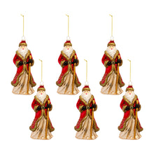 Load image into Gallery viewer, Glass Santa Ornament with Gold Accent (Set of 6)