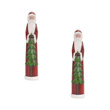 Load image into Gallery viewer, Stone Santa Figurine with Pine Tree (Set of 2)