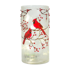 Load image into Gallery viewer, Frosted Glass Votive Holder with Beaded Cardinal Bird Design (Set of 6)