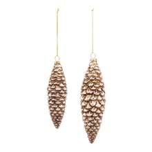 Load image into Gallery viewer, Bronze Frosted Pinecone Drop Ornament (Set of 12)
