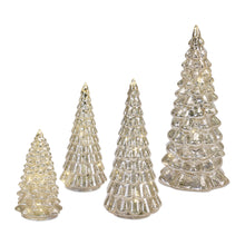 Load image into Gallery viewer, LED Lighted Mercury Glass Holiday Tree DŽcor (Set of 4)