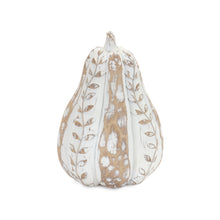 Load image into Gallery viewer, White Washed Wood Design Pumpkin with Leaf Pattern (Set of 3)