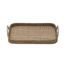 Load image into Gallery viewer, Woven Rattan Tray with Handles (Set of 2)