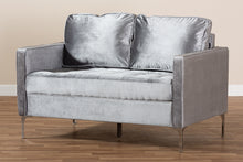 Load image into Gallery viewer, Baxton Studio Clara Modern and Contemporary Grey Velvet Fabric Upholstered 2-Seater Loveseat