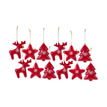 Load image into Gallery viewer, Modern Metal Shape Ornament with Snowflake Print (Set of 12)