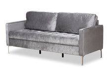Load image into Gallery viewer, Baxton Studio Clara Modern and Contemporary Grey Velvet Fabric Upholstered 3-Seater Sofa