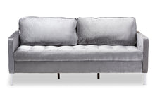 Load image into Gallery viewer, Baxton Studio Clara Modern and Contemporary Grey Velvet Fabric Upholstered 3-Seater Sofa