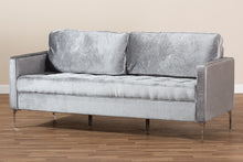 Load image into Gallery viewer, Baxton Studio Clara Modern and Contemporary Grey Velvet Fabric Upholstered 3-Seater Sofa