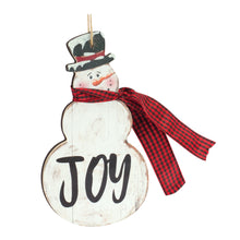 Load image into Gallery viewer, Metal Snowman Sentiment Ornament with Scarf (Set of 6)