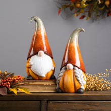 Load image into Gallery viewer, Terra Cotta Pumpkin Gnome with Ombre Hat (Set of 2)