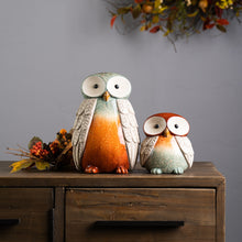 Load image into Gallery viewer, Terra Cotta Owl Figurine with Glazed Accents (Set of 2)