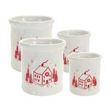 Load image into Gallery viewer, Ceramic Crock with Snowy House Scene (Set of 4)