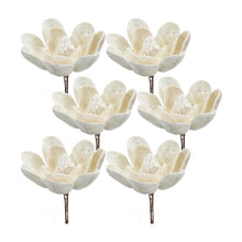 Load image into Gallery viewer, Ivory Velvet Magnolia Stem with Silver Bead Accents (Set of 6)