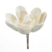 Load image into Gallery viewer, Ivory Velvet Magnolia Stem with Silver Bead Accents (Set of 6)