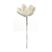 Load image into Gallery viewer, Ivory Velvet Magnolia Stem with Silver Bead Accents (Set of 6)