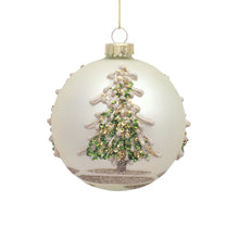 Load image into Gallery viewer, Painted Snowy Pine Tree Ball Ornament (Set of 6)