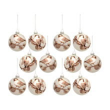 Load image into Gallery viewer, Glass Ball Ornament with Painted Bird Branch Design (Set of 6)