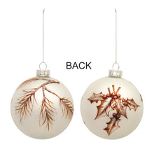 Load image into Gallery viewer, Glass Ball Ornament with Painted Bird Branch Design (Set of 6)