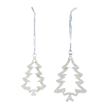 Load image into Gallery viewer, Silver Jeweled Tree Snowflake Ornament (Set of 12)
