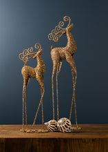 Load image into Gallery viewer, Copper Metal Standing Deer Figurine with Gold Finish (Set of 2)