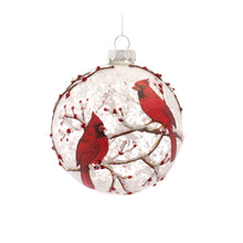 Load image into Gallery viewer, Snowy Cardinal Bird Ornament with Berry Branch Accent (Set of 6)