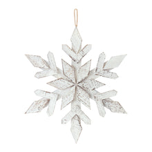 Load image into Gallery viewer, White Washed Wooden Snowflake Ornament (Set of 6)