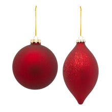 Load image into Gallery viewer, Red Glass Ball and Onion Ornament (Set of 6)