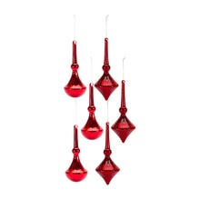 Load image into Gallery viewer, Modern Red Finial Drop Ornament (Set of 6)