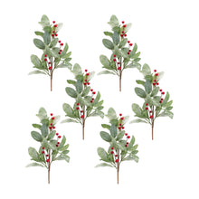 Load image into Gallery viewer, Frosted Mistletoe Spray with Berries (Set of 6)