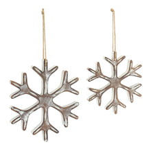 Load image into Gallery viewer, Wooden Snowflake Ornament with White Washed Finish (Set of 12)