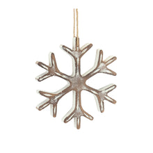 Load image into Gallery viewer, Wooden Snowflake Ornament with White Washed Finish (Set of 12)