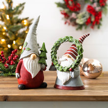 Load image into Gallery viewer, Holiday Gnome Figurine with Pine Tree and Wreath Accent (Set of 2)