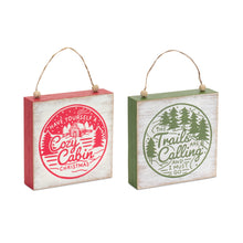 Load image into Gallery viewer, Winter Cabin and Trails Sentiment Sign (Set of 4)