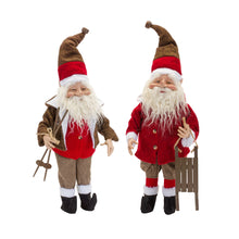 Load image into Gallery viewer, Vintage Elf Santa Figurine with Sled and Ski Accents (Set of 2)