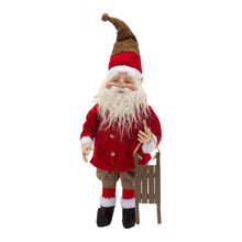 Load image into Gallery viewer, Vintage Elf Santa Figurine with Sled and Ski Accents (Set of 2)