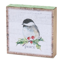 Load image into Gallery viewer, Winter Chickadee Bird Block Sentiment Sign (Set of 4)