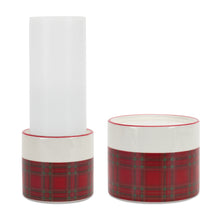 Load image into Gallery viewer, Winter Plaid Ceramic Candle Holder (Set of 2)