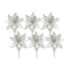 Load image into Gallery viewer, Ivory Poinsetta Stem with Champagne Bead Accent (Set of 6)