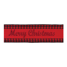 Load image into Gallery viewer, Wired Merry Christmas Ribbon with Buffalo Plaid Accent (Set of 6)